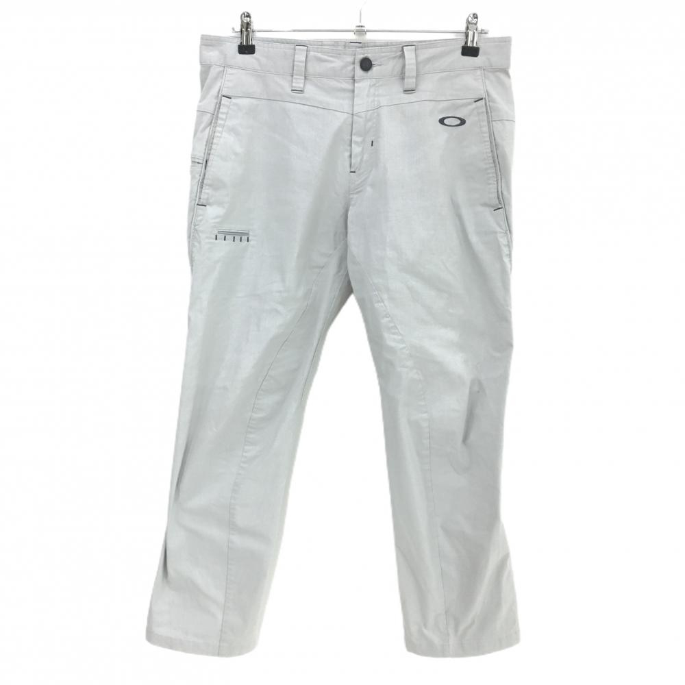 オークリー パンツ ライトグレー×白 細ストライプ ロゴダークグレー ティー装着可 メンズ 34 ゴルフウェア Oakley
