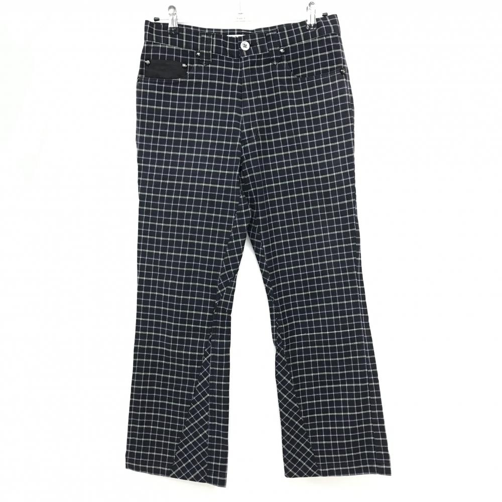 オークリー パンツ ネイビー×白 格子柄 ロゴボタン  メンズ 32 ゴルフウェア Oakley