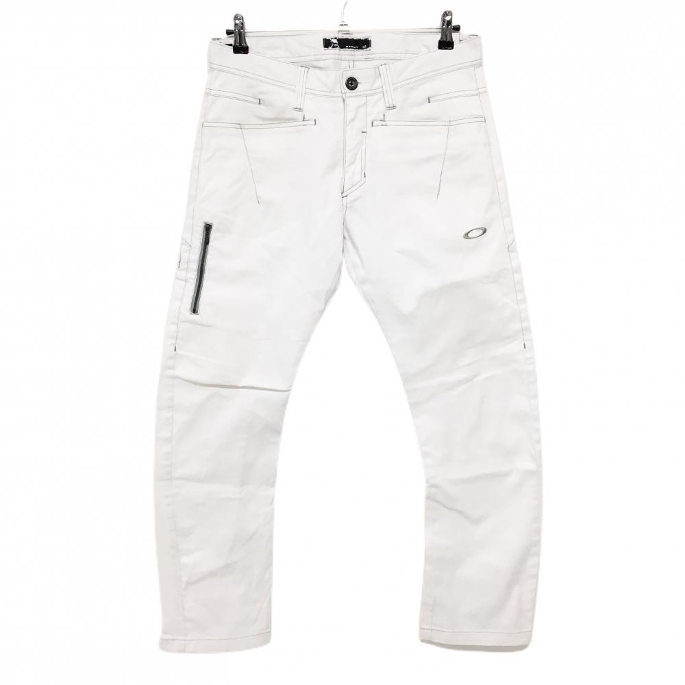 オークリー パンツ 白 グレーステッチ ロゴ刺しゅう ストレッチ  メンズ 33 ゴルフウェア Oakley