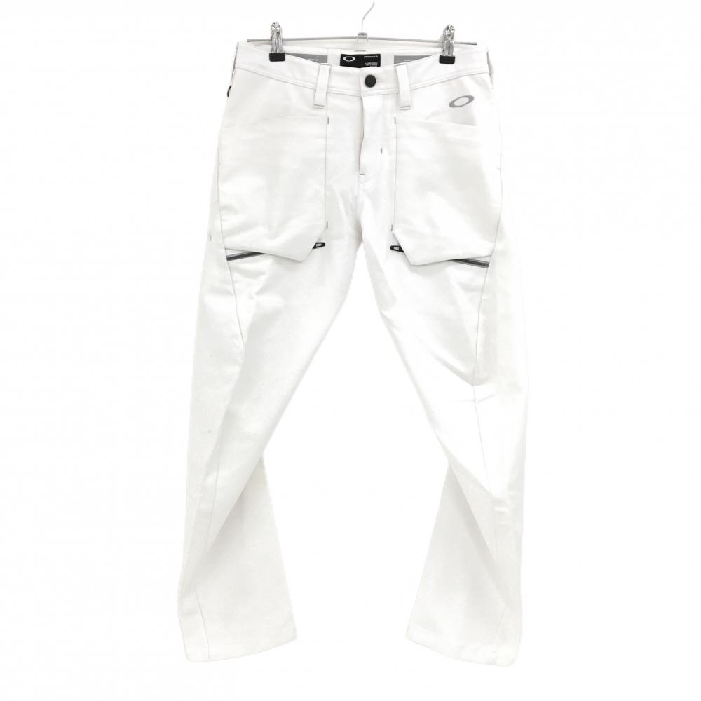 オークリー パンツ 白×グレー ロゴ刺しゅう 複数ポケット  メンズ 30 ゴルフウェア Oakley