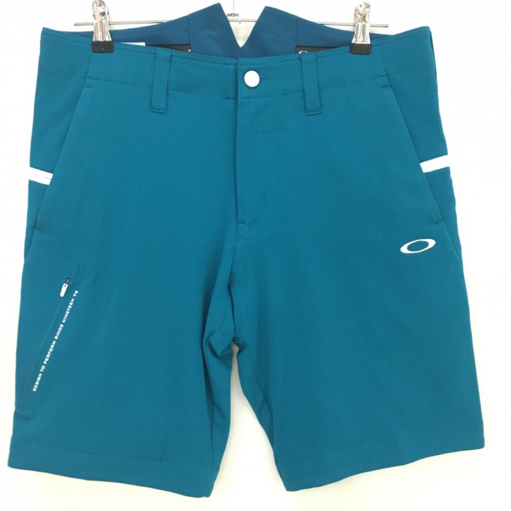 【超美品】オークリー ハーフパンツ ブルー系 格子織生地 ティー装着可 ストレッチ HYDROLIX メンズ 32 ゴルフウェア Oakley