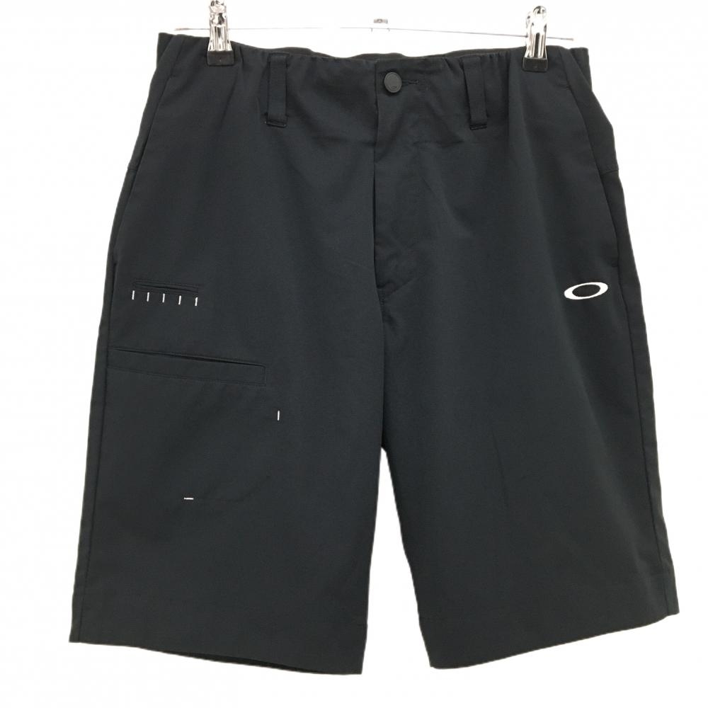 オークリー ハーフパンツ 黒 ロゴ白 ティー装着可  メンズ XL ゴルフウェア Oakley