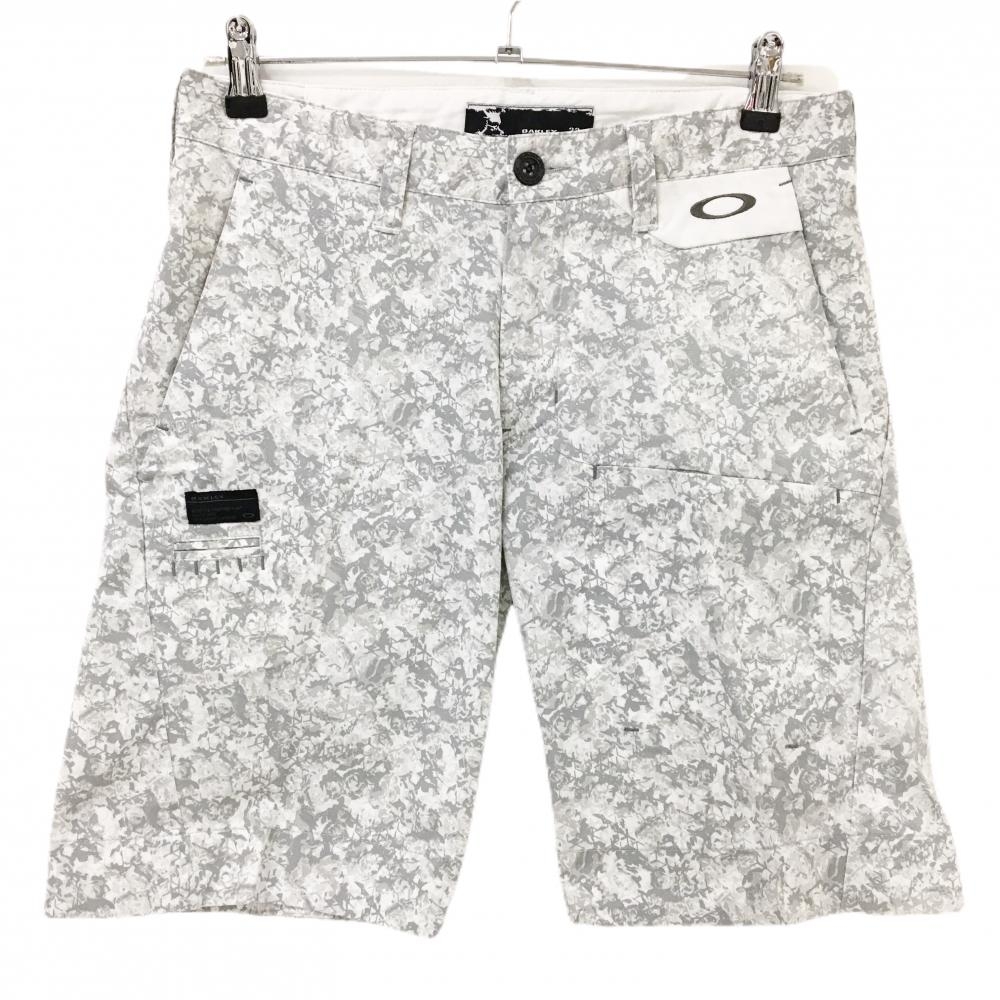 【美品】オークリー ハーフパンツ ライトグレー 総柄  メンズ 32 ゴルフウェア Oakley