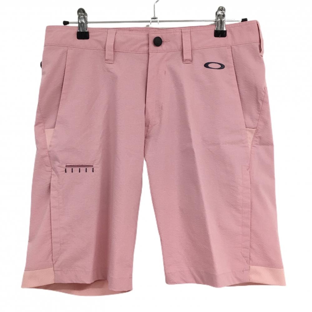 【超美品】オークリー ハーフパンツ ピンク ロゴグレー ティー装着可 ストレッチ  メンズ 32 ゴルフウェア Oakley