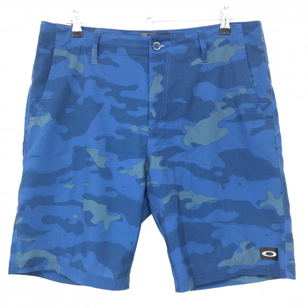 【超美品】オークリー ハーフパンツ ネイビー×ダークネイビー カモフラ 迷彩 メンズ 34 ゴルフウェア Oakley