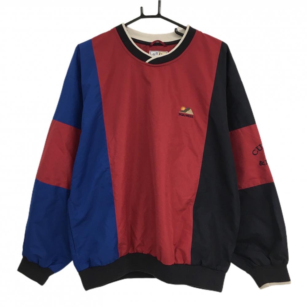 カッターアンドバック スニード レッド×黒×ブルー 身頃裏地メッシュ ブルゾン メンズ M/M ゴルフウェア CUTTER＆BUCK