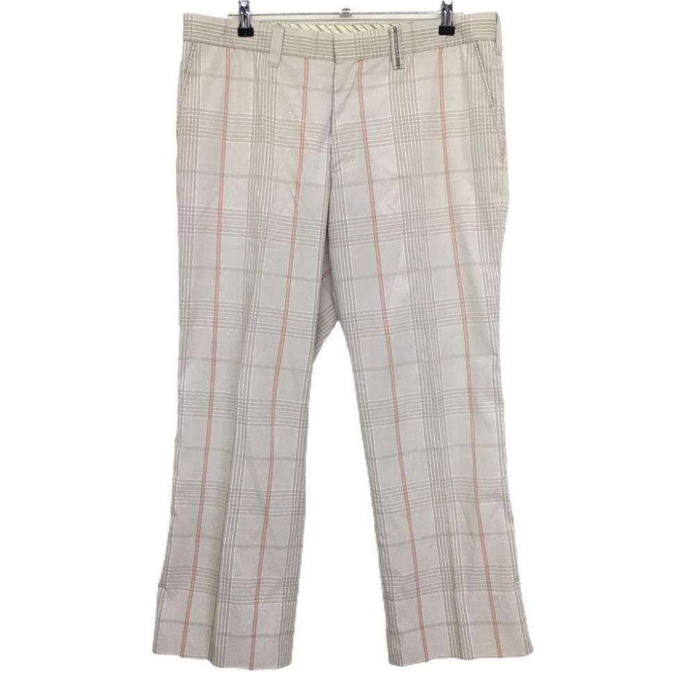 【美品】カッターアンドバック パンツ ベージュ×レッド チェック 薄手  メンズ 92 ゴルフウェア CUTTER＆BUCK