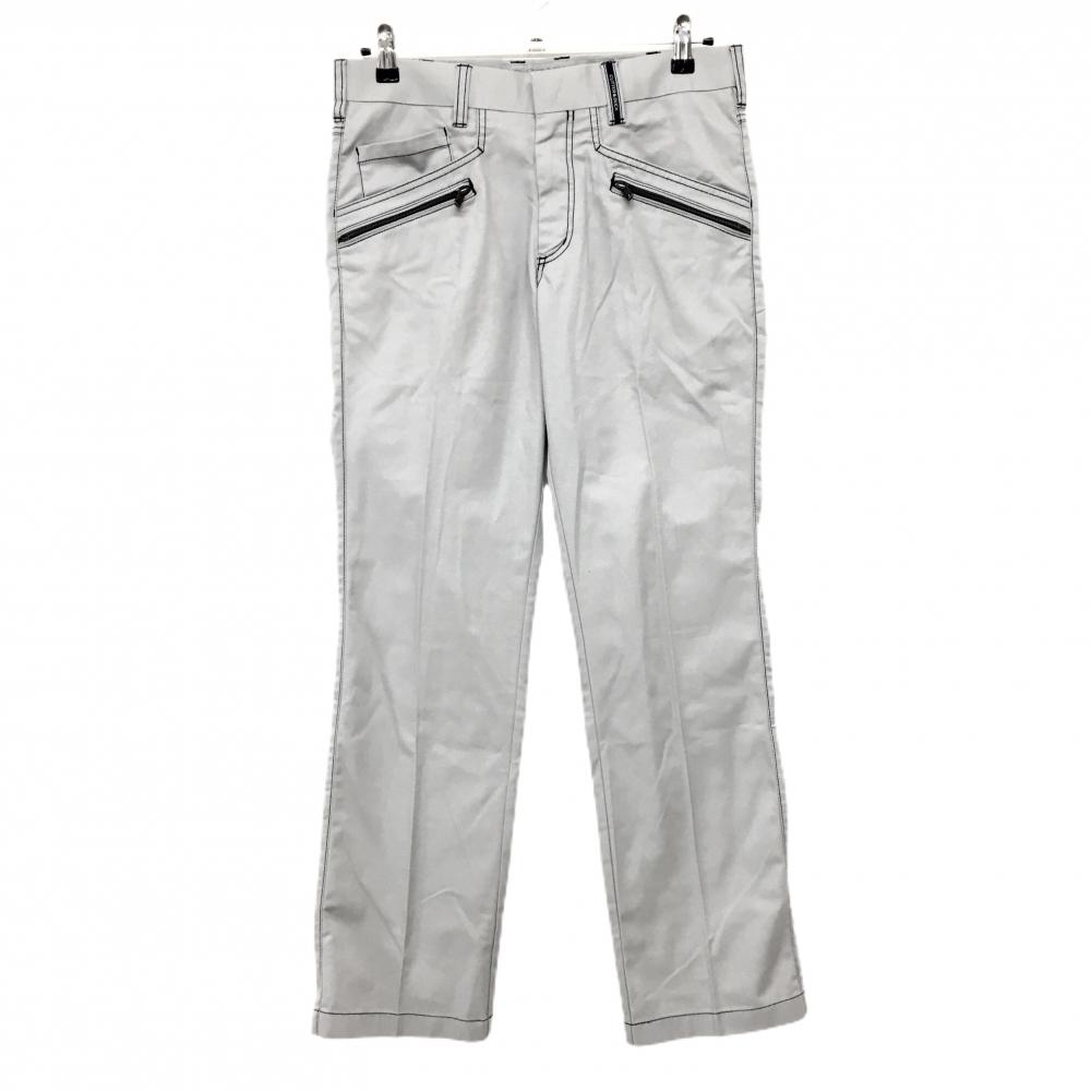 【美品】カッターアンドバック パンツ グレー ネイビーステッチ ジップポケット  メンズ 79 ゴルフウェア CUTTER＆BUCK