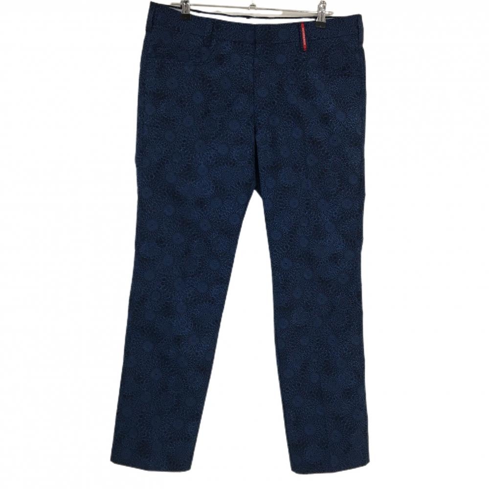 【超美品】カッターアンドバック パンツ 黒×ブルー 総柄 メンズ 88 ゴルフウェア CUTTER＆BUCK