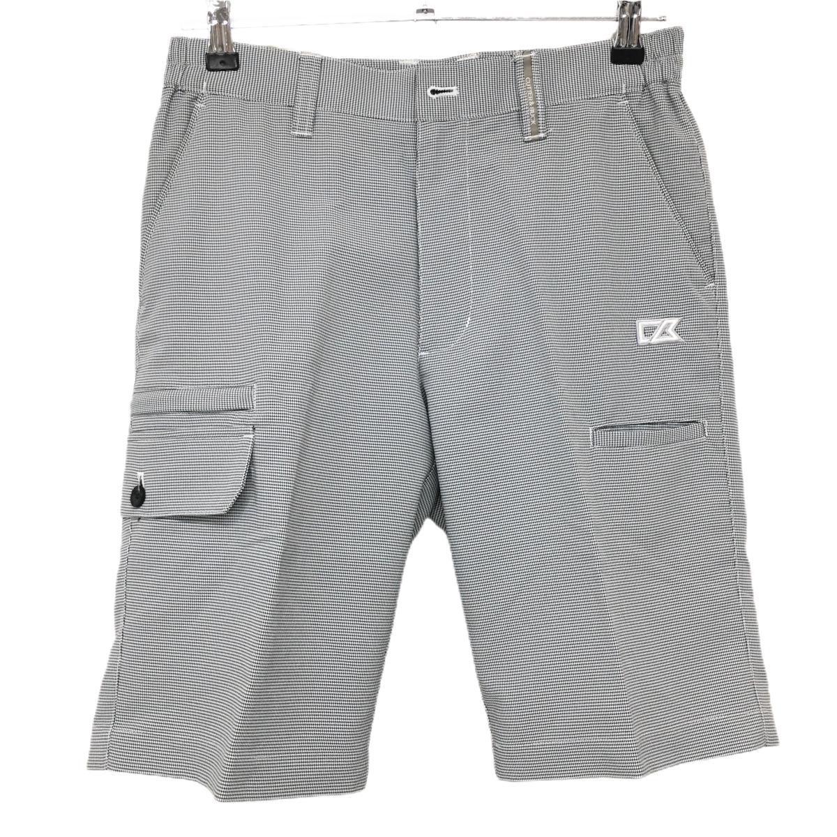 【美品】カッターアンドバック ハーフパンツ 白×黒 千鳥格子 複数ポケット メンズ M ゴルフウェア CUTTER＆BUCK