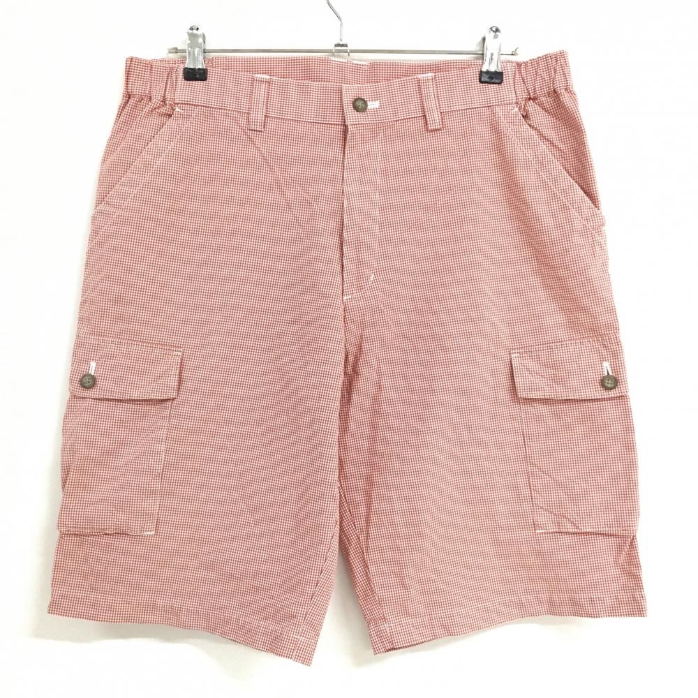 カッターアンドバック ハーフパンツ レッド×白 ギンガムチェック メンズ LL ゴルフウェア CUTTER＆BUCK
