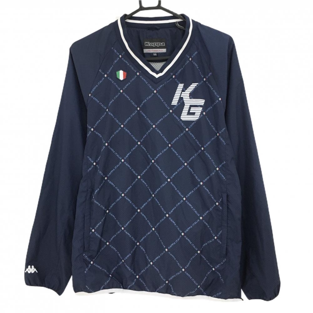 カッパ スニード ネイビー×白 前身頃ダイヤ柄 地模様 ブルゾン  メンズ LL ゴルフウェア Kappa