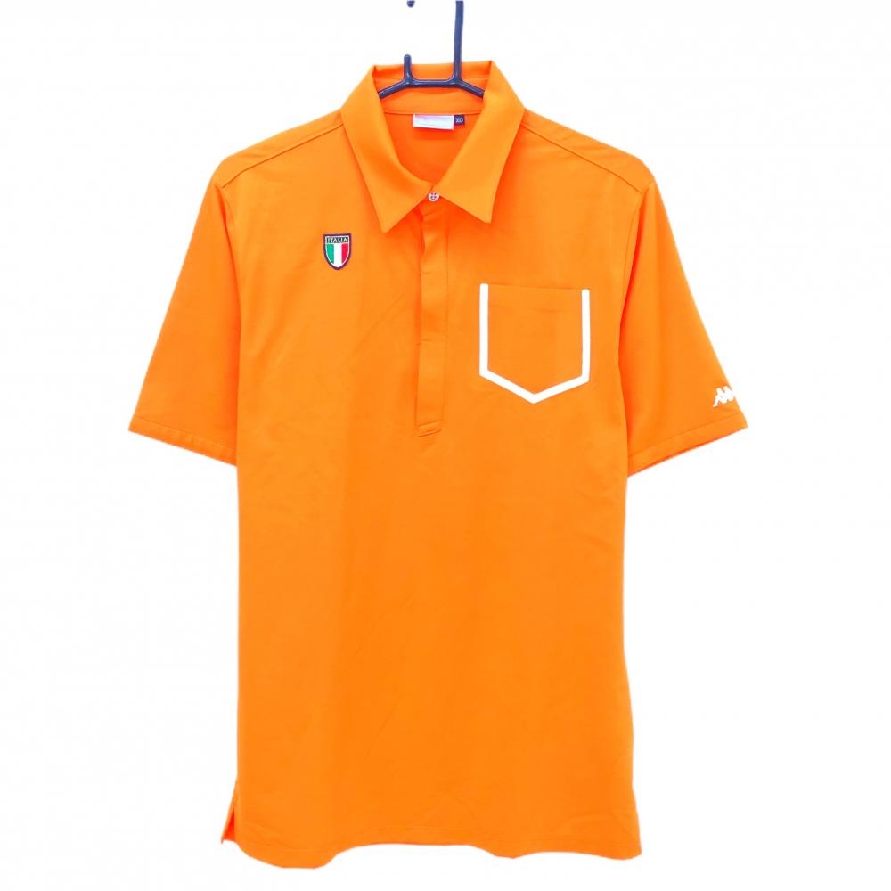 【超美品】カッパ 半袖ポロシャツ オレンジ×白 胸ポケット  メンズ XO ゴルフウェア 大きいサイズ Kappa