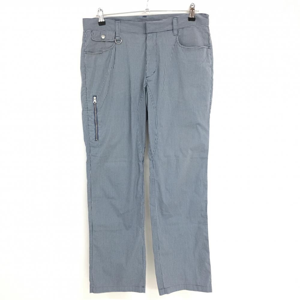 カッパ パンツ ブルー×白 チェック ジップポケット メンズ 85 ゴルフウェア Kappa