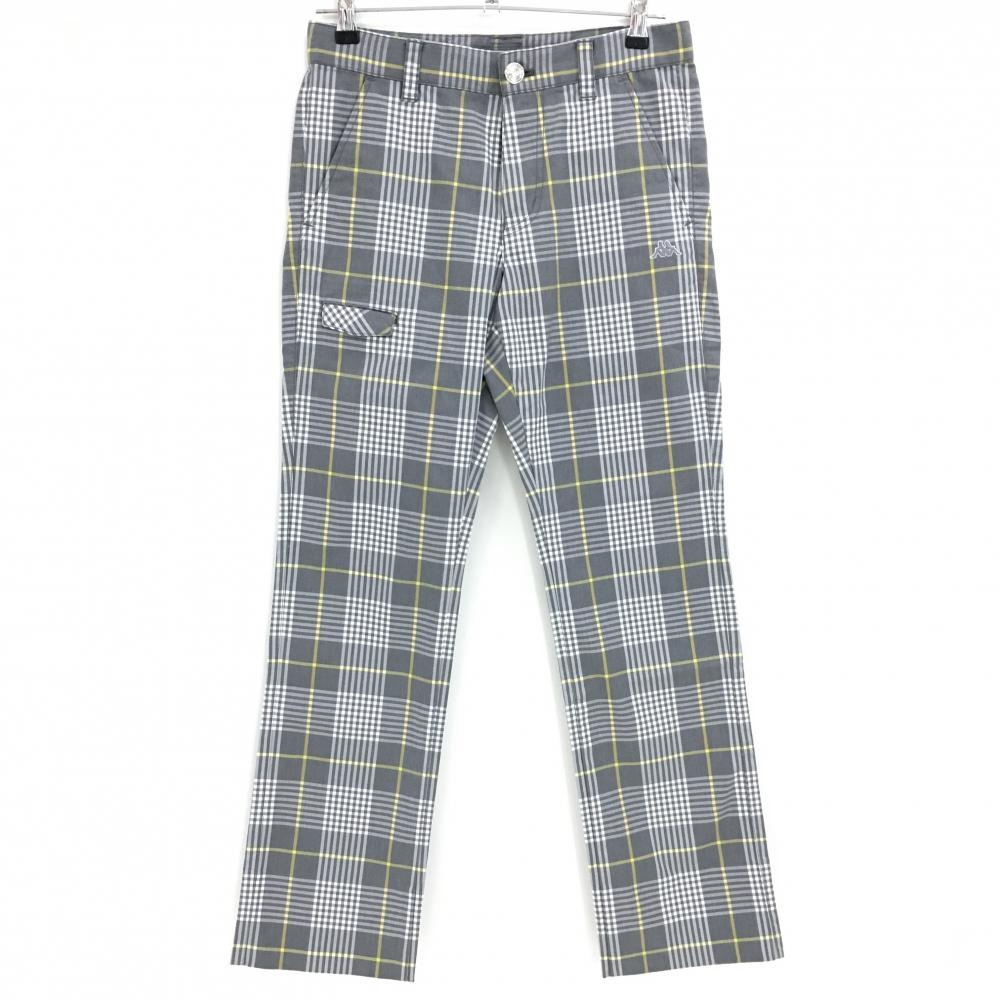 【超美品】カッパ パンツ グレー×イエロー チェック  メンズ 73 ゴルフウェア Kappa
