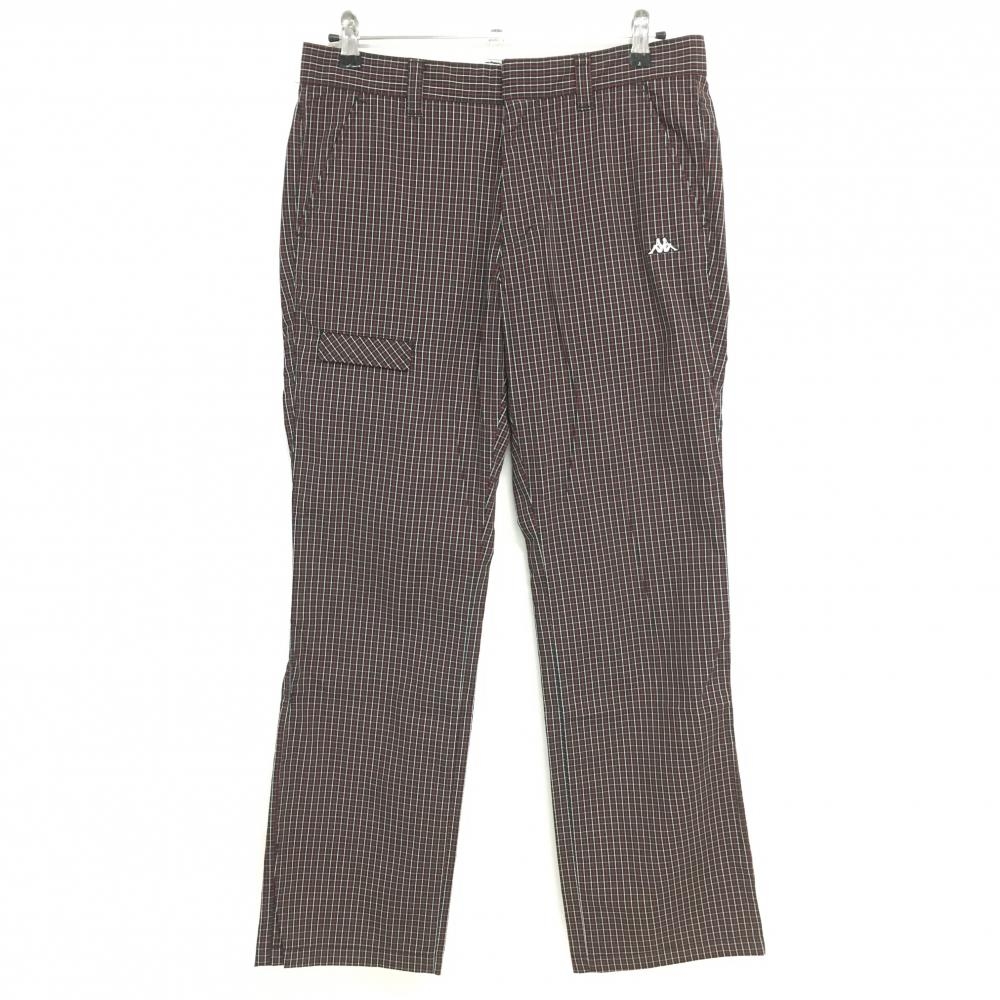 【美品】カッパ パンツ 黒×レッド 格子柄 ロゴ刺しゅう  メンズ 82 ゴルフウェア Kappa