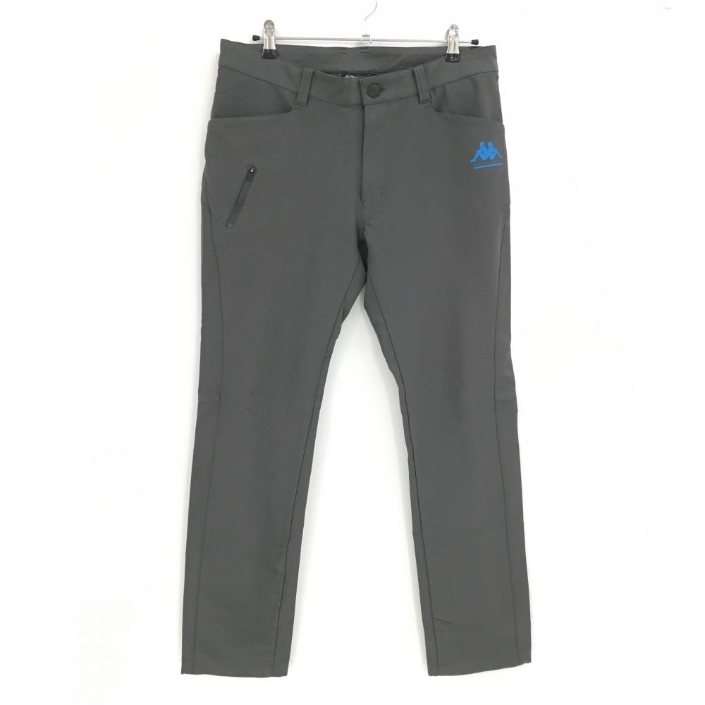 【美品】カッパ パンツ グレー ロゴブルー ジップポケット メンズ 86/O ゴルフウェア Kappa