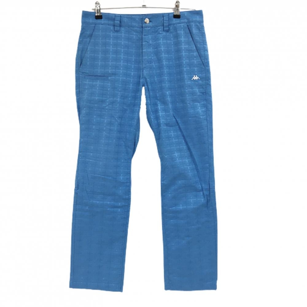 【美品】カッパ パンツ ブルー 総柄地模様 ロゴ刺しゅう メンズ M ゴルフウェア Kappa