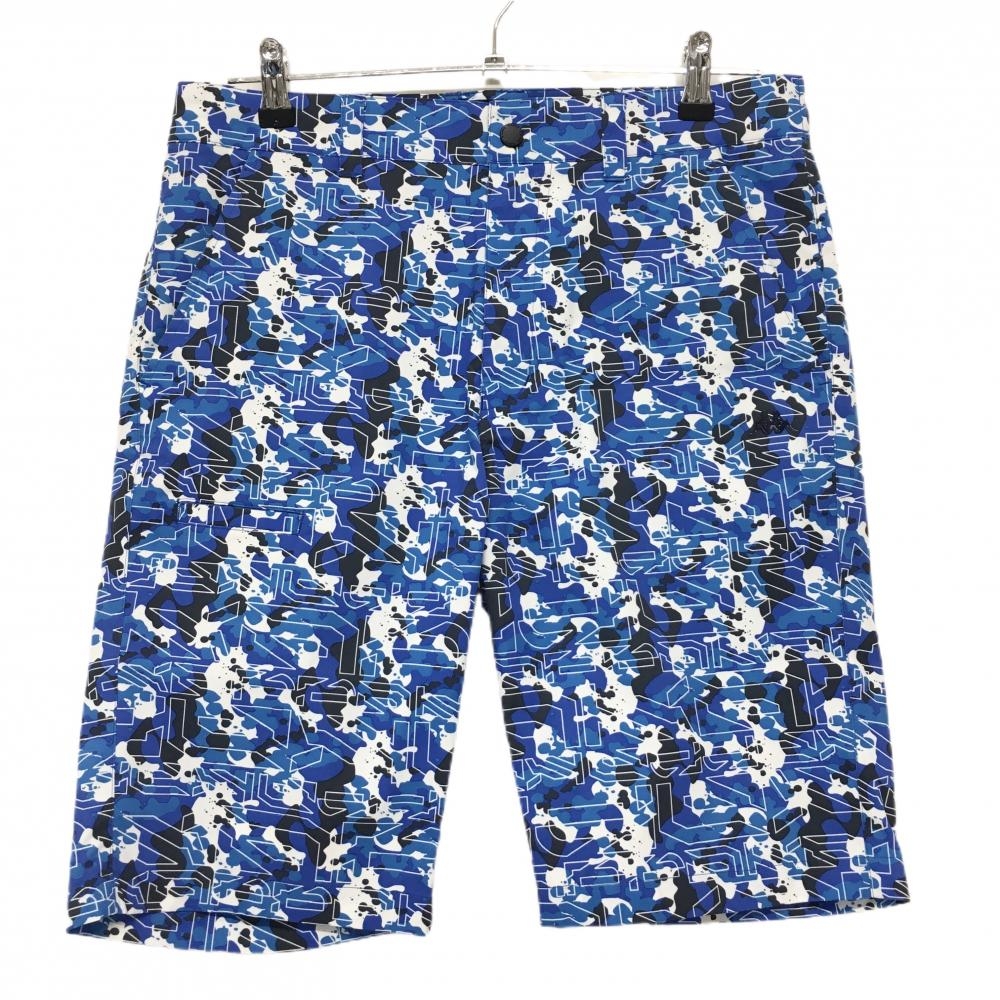 【美品】カッパ ハーフパンツ 白×ブルー 総柄 ティー装着可 メンズ 82 ゴルフウェア Kappa