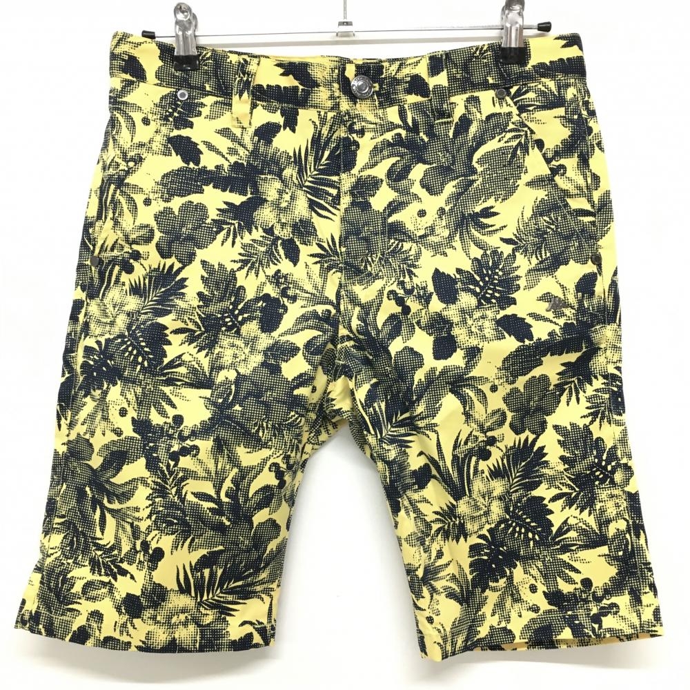 【超美品】カッパ ハーフパンツ イエロー×黒 花柄 メンズ 79 ゴルフウェア Kappa