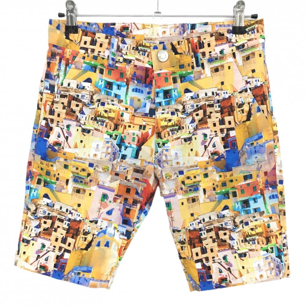 【美品】カッパ ハーフパンツ マルチカラー 建物柄  メンズ S ゴルフウェア Kappa