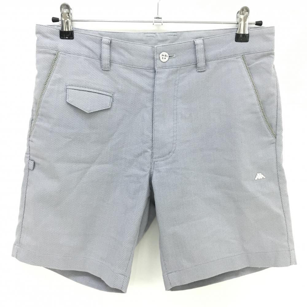 【美品】カッパ ハーフパンツ ライトグレー×白 織生地 メンズ S ゴルフウェア Kappa