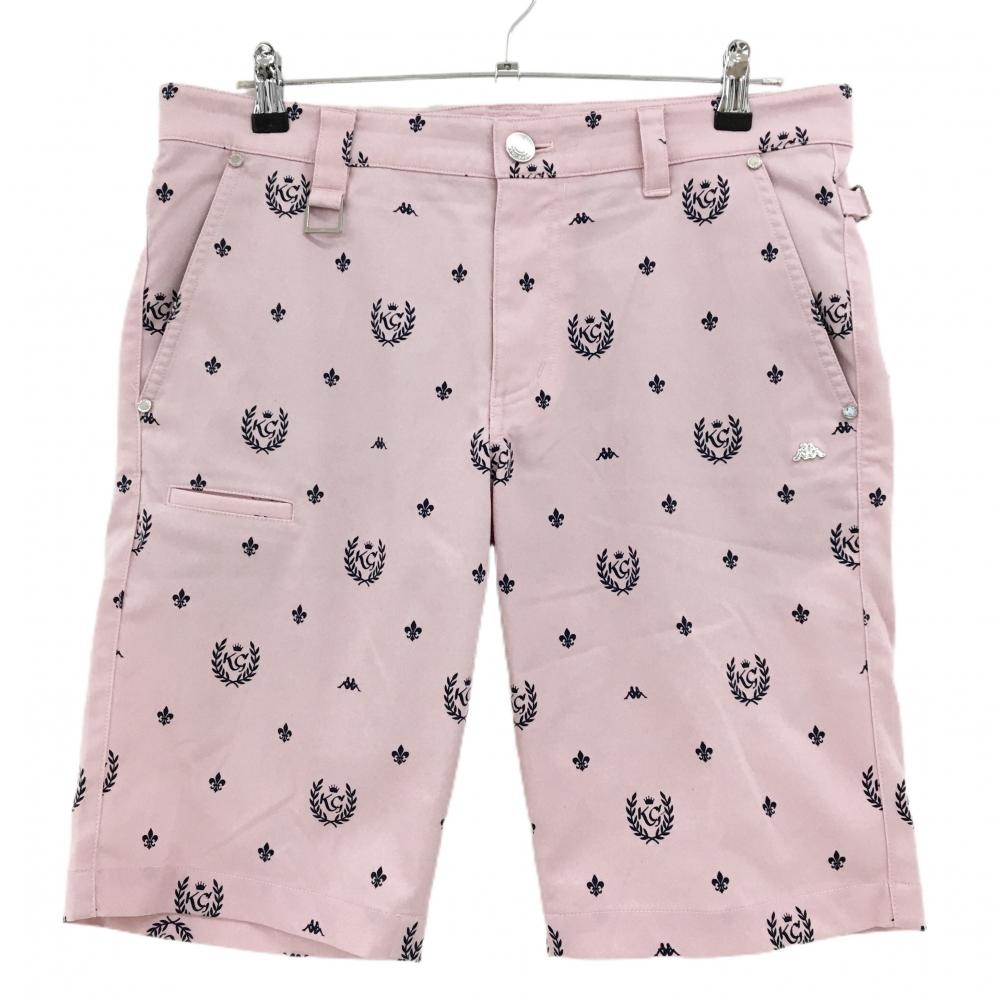 【美品】カッパ ハーフパンツ ピンク×ネイビー 総柄 サイドアジャスター  メンズ 85 ゴルフウェア Kappa