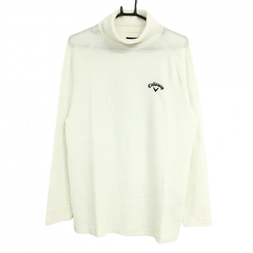 【超美品】キャロウェイ タートルネックセーター 白 ロゴ黒 ニット メンズ LL ゴルフウェア Callaway