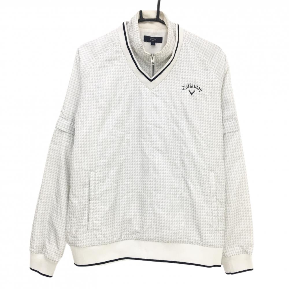 キャロウェイ 中綿4WAYスニード グレー×白 総柄 襟裏起毛 ネック・袖着脱可 メンズ M ゴルフウェア Callaway
