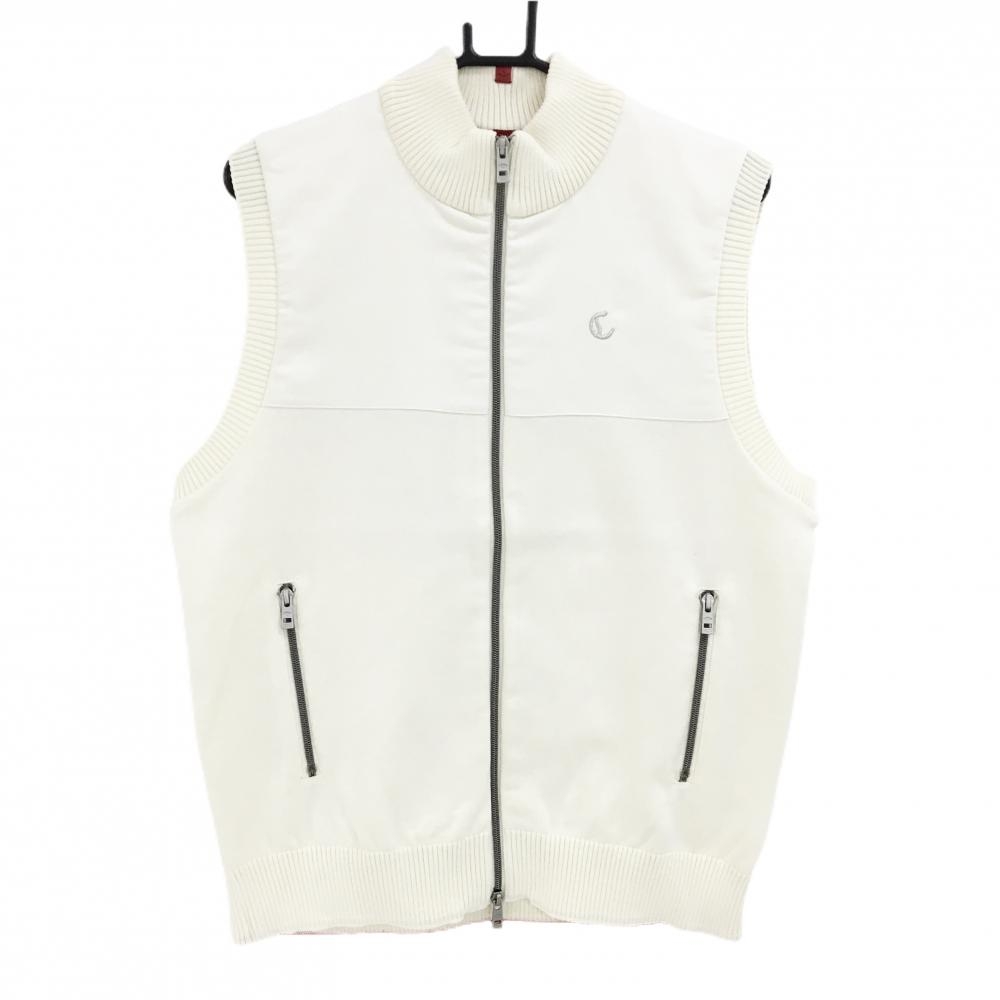 【新品】キャロウェイ レッドレーベル ニットベスト アイボリー ジップ 切替 胸ロゴ メンズ LL ゴルフウェア 2024年モデル Callaway