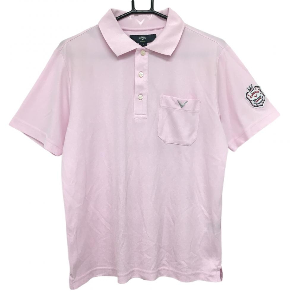 キャロウェイ 半袖ポロシャツ ピンク 30周年ワッペン  メンズ L ゴルフウェア Callaway 画像
