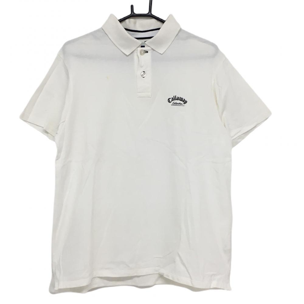 キャロウェイ 半袖ポロシャツ 白 コットン100％  メンズ 3L ゴルフウェア 大きいサイズ Callaway 画像
