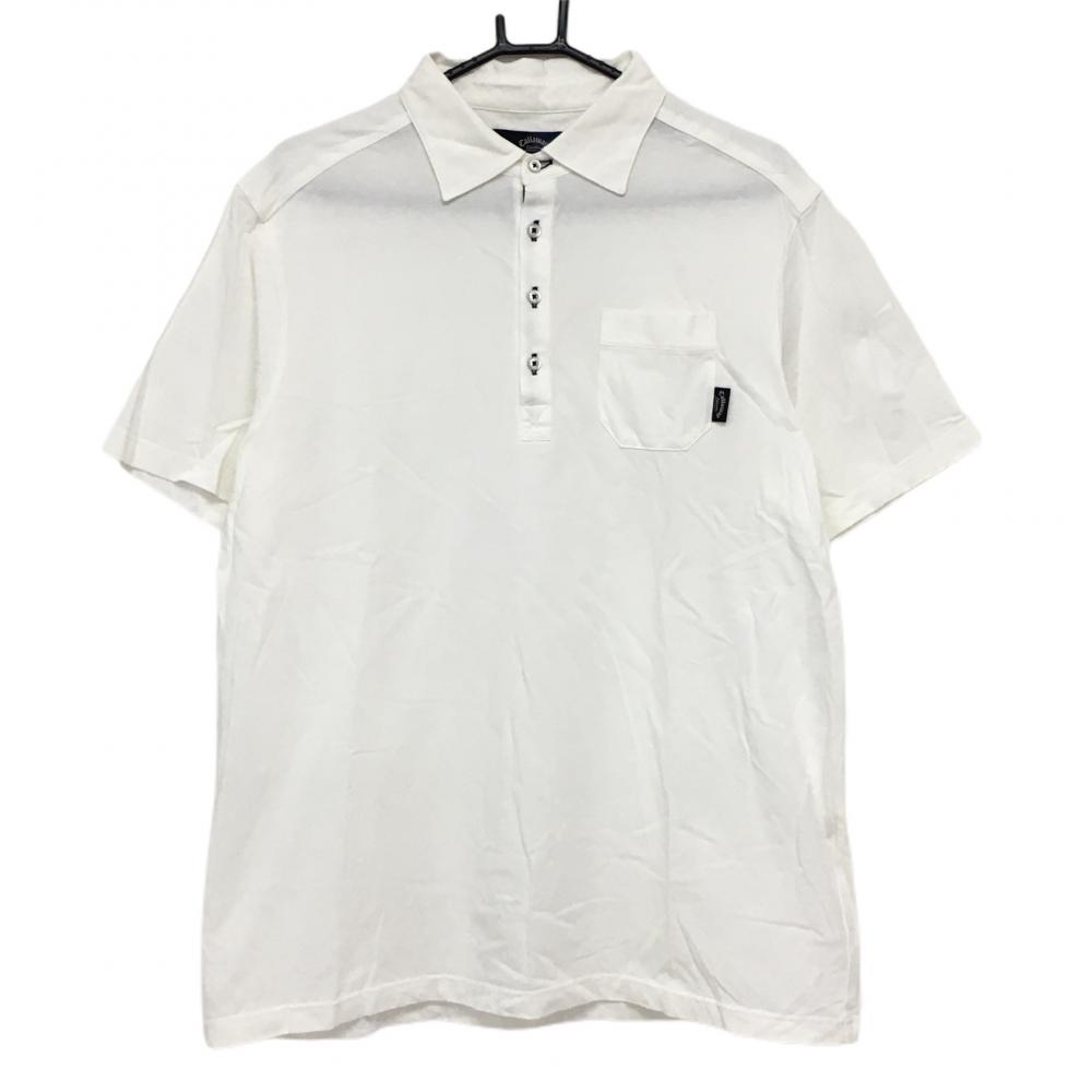 【美品】キャロウェイ 半袖ポロシャツ 白 無地 胸ポケット メンズ 3L ゴルフウェア 大きいサイズ Callaway 画像