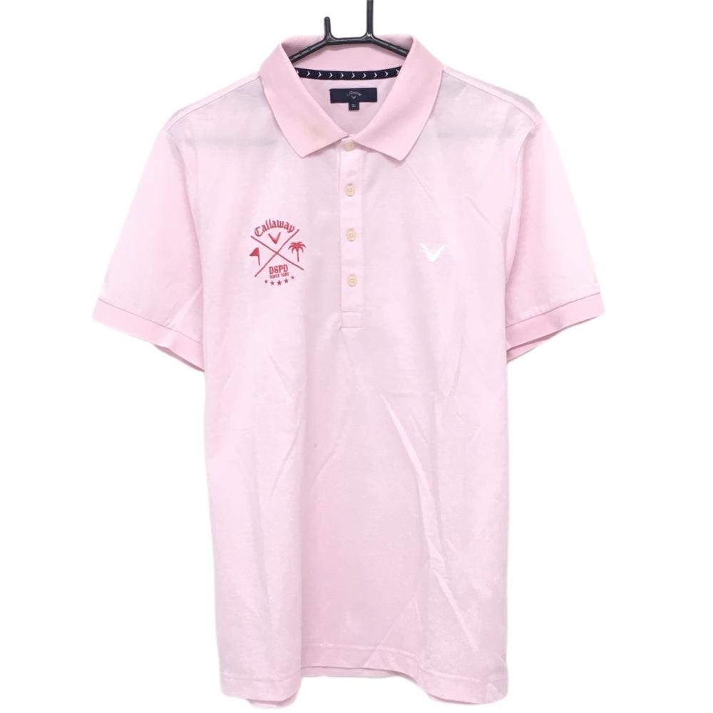 キャロウェイ 半袖ポロシャツ ピンク ロゴ刺しゅう コットン混 大きいサイズ メンズ 3L ゴルフウェア Callaway