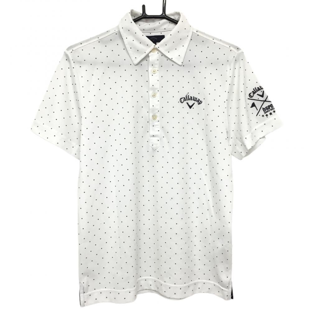 キャロウェイ 半袖ポロシャツ 白×黒 ドット  メンズ M ゴルフウェア Callaway 画像