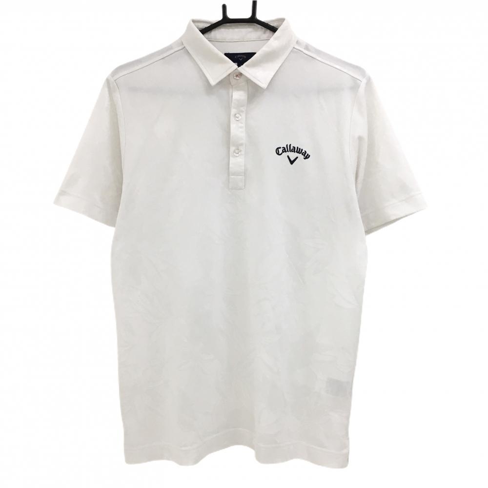 キャロウェイ 半袖ポロシャツ 白 花柄織生地  メンズ L ゴルフウェア Callaway