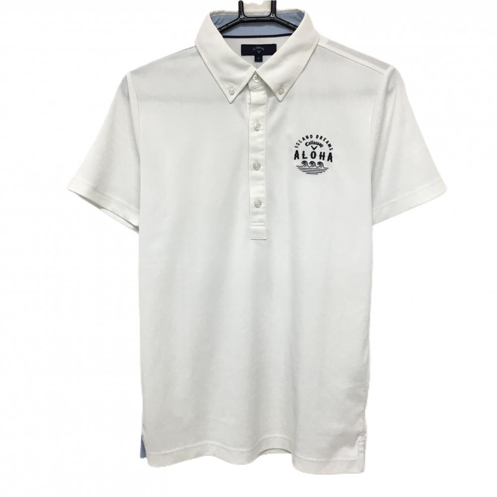 キャロウェイ 半袖ポロシャツ 白 ボタンダウン ALOHA メンズ M ゴルフウェア Callaway