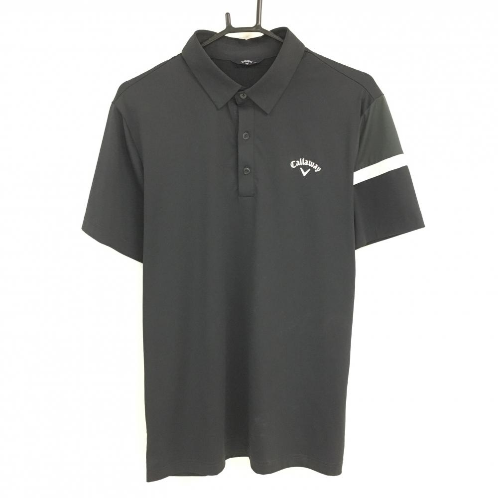 キャロウェイ 半袖ポロシャツ 黒×白 袖切替 韓国モデル  メンズ 100 ゴルフウェア Callaway