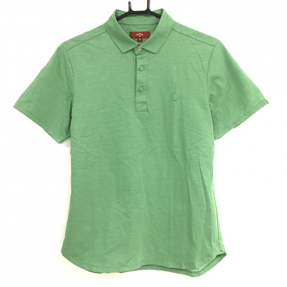 【超美品】キャロウェイ レッドレーベル 半袖ポロシャツ グリーン 無地 ロゴ刺しゅう メンズ M ゴルフウェア Callaway