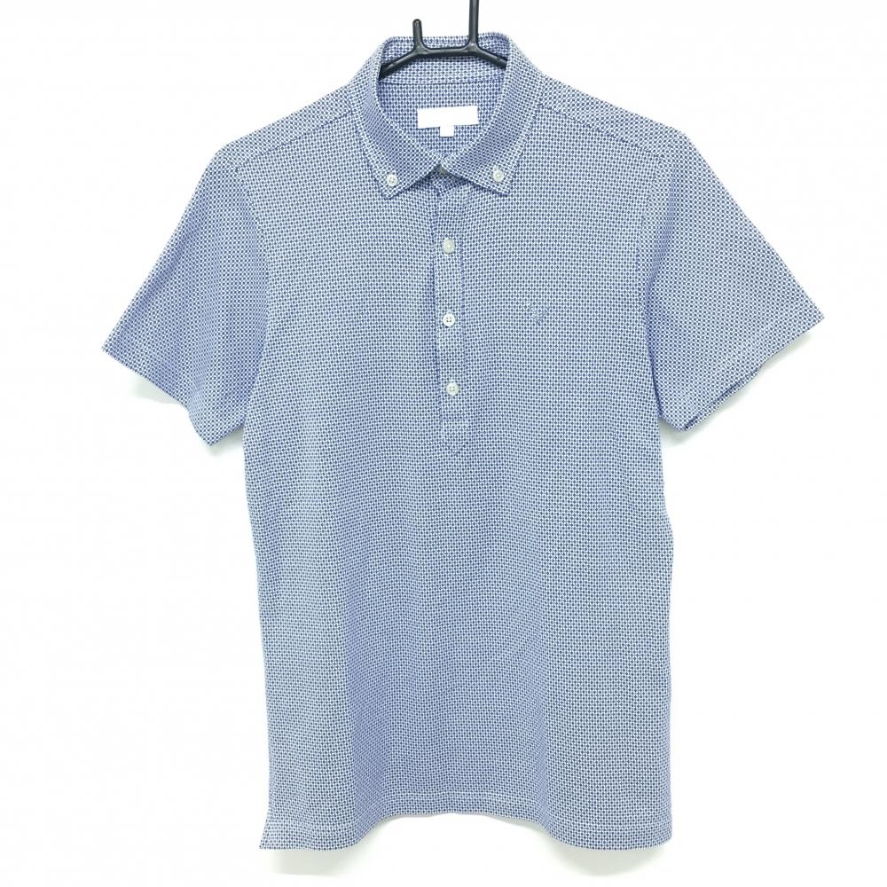 キャロウェイ 半袖ポロシャツ ネイビー×白 総柄 ボタンダウン メンズ M ゴルフウェア Callaway