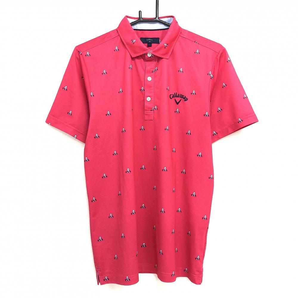 キャロウェイ 半袖ポロシャツ ピンク×白 総柄  メンズ L ゴルフウェア Callaway