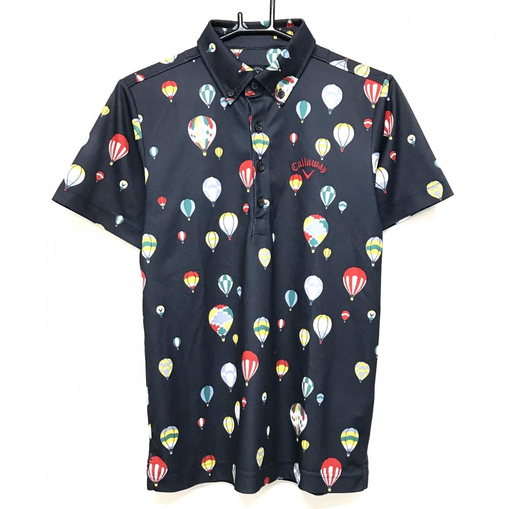 キャロウェイ 半袖ポロシャツ ネイビー マルチカラー 気球柄 ロゴ刺しゅう ボタンダウン  メンズ M ゴルフウェア Callaway