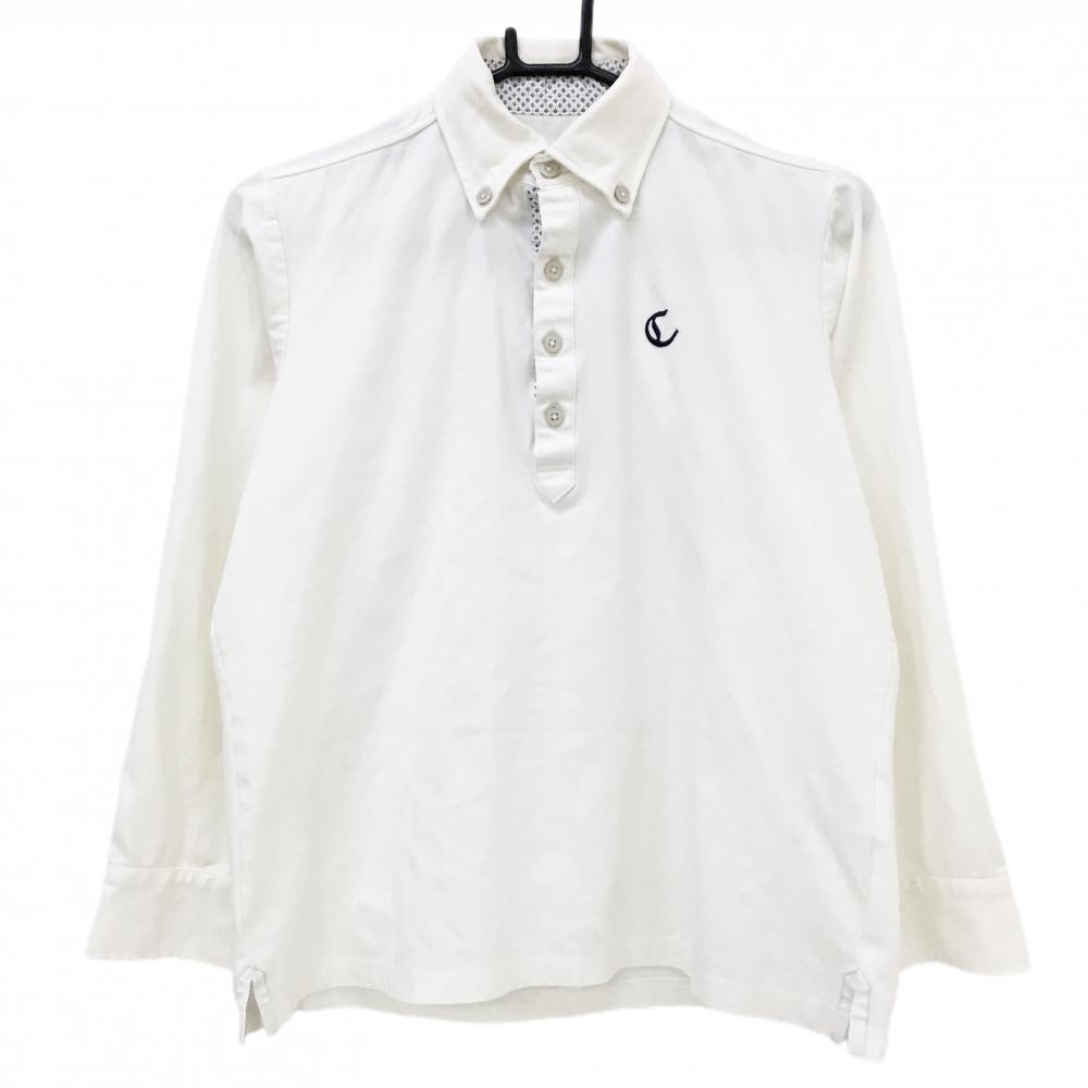 キャロウェイ 長袖ポロシャツ 白 ボタンダウン メンズ M ゴルフウェア Callaway