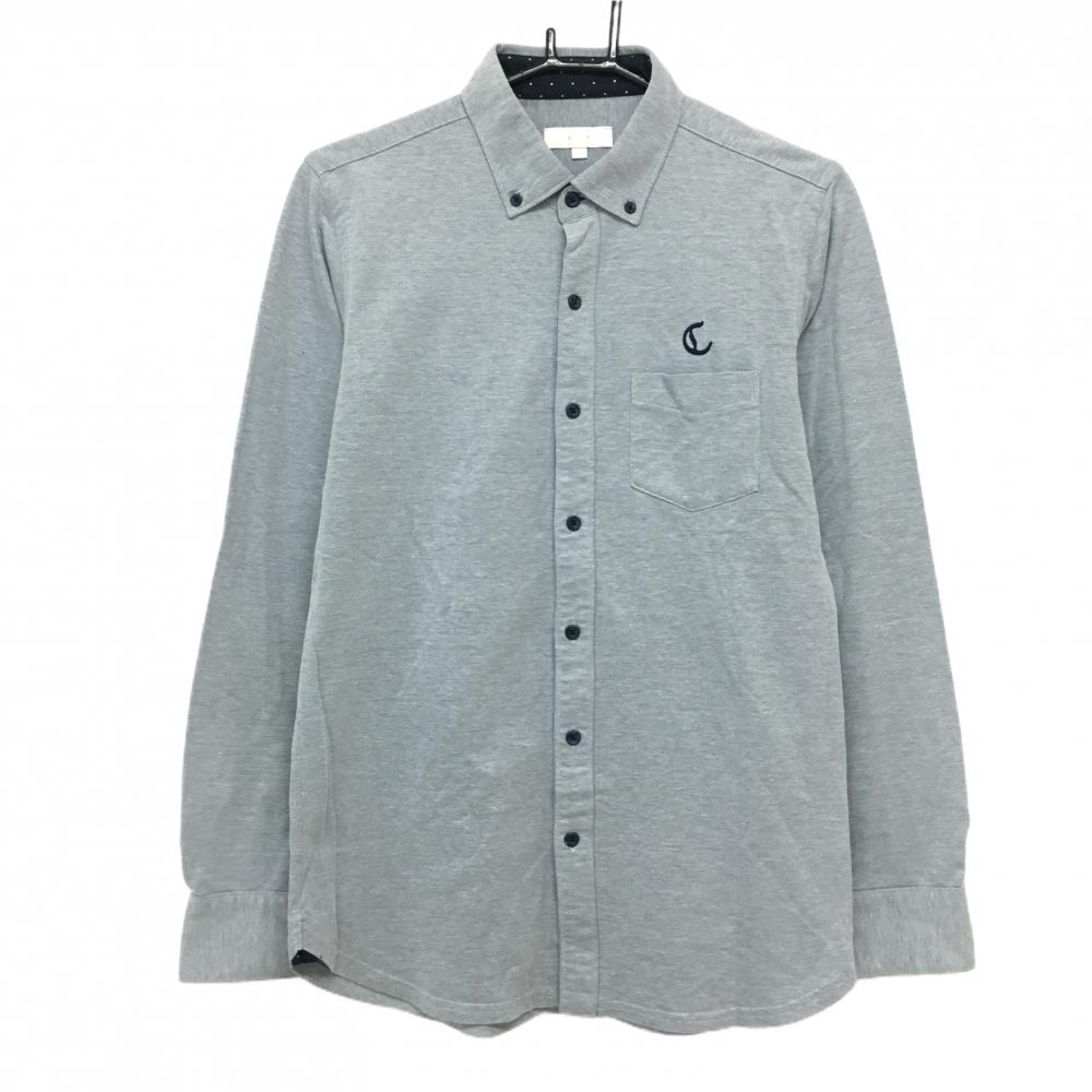 キャロウェイ 長袖ポロシャツ 杢ネイビー ボタンダウン ロゴ刺しゅう メンズ L ゴルフウェア Callaway