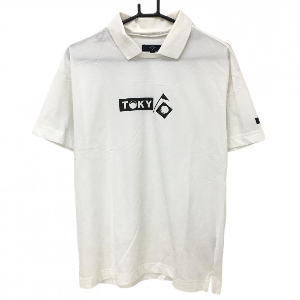 キャロウェイ 襟付きTシャツ 白 2WAY 襟着脱可 メンズ L ゴルフウェア Callaway
