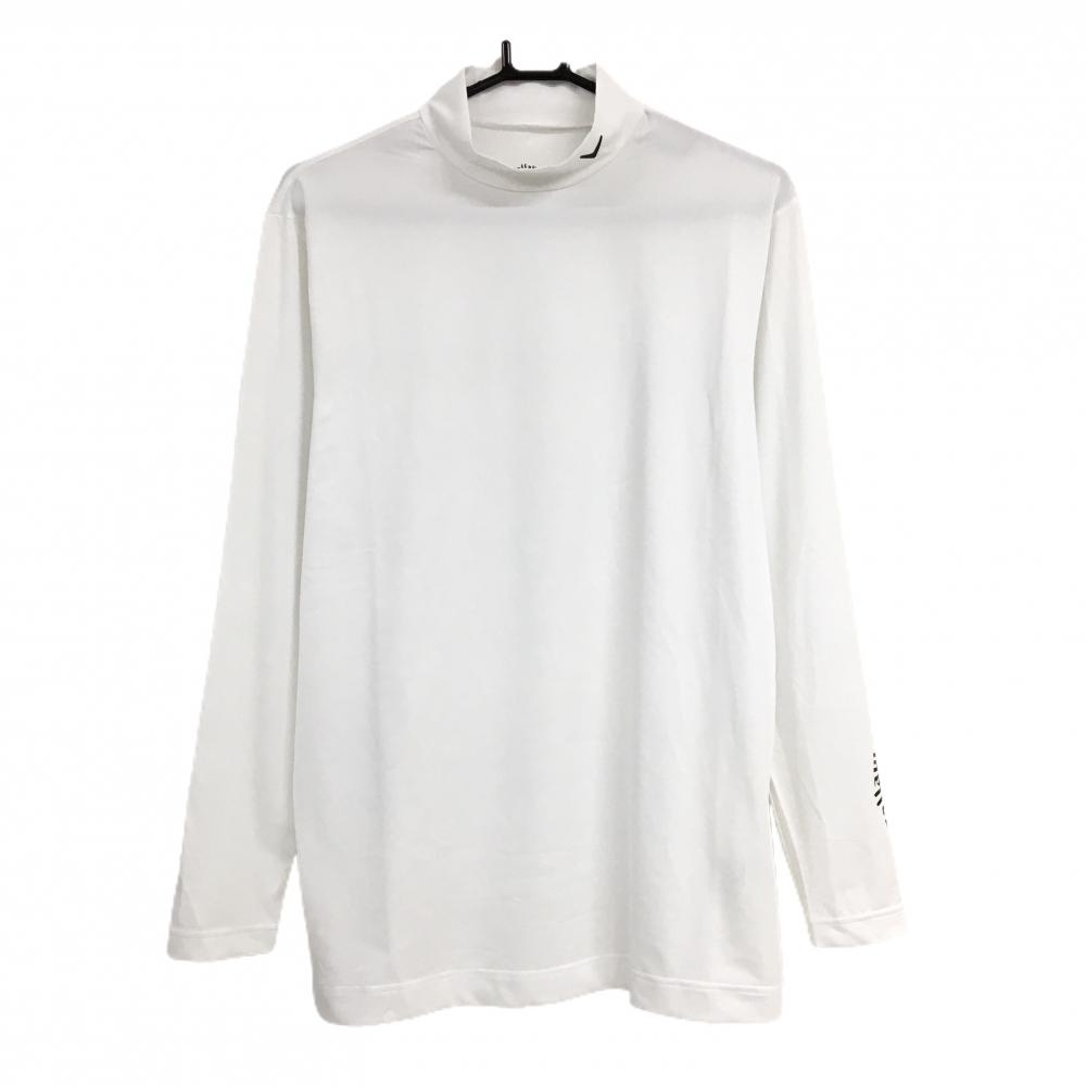 【超美品】キャロウェイ ハイネックインナーシャツ 白×黒 ネック・袖ロゴ メンズ LL ゴルフウェア Callaway