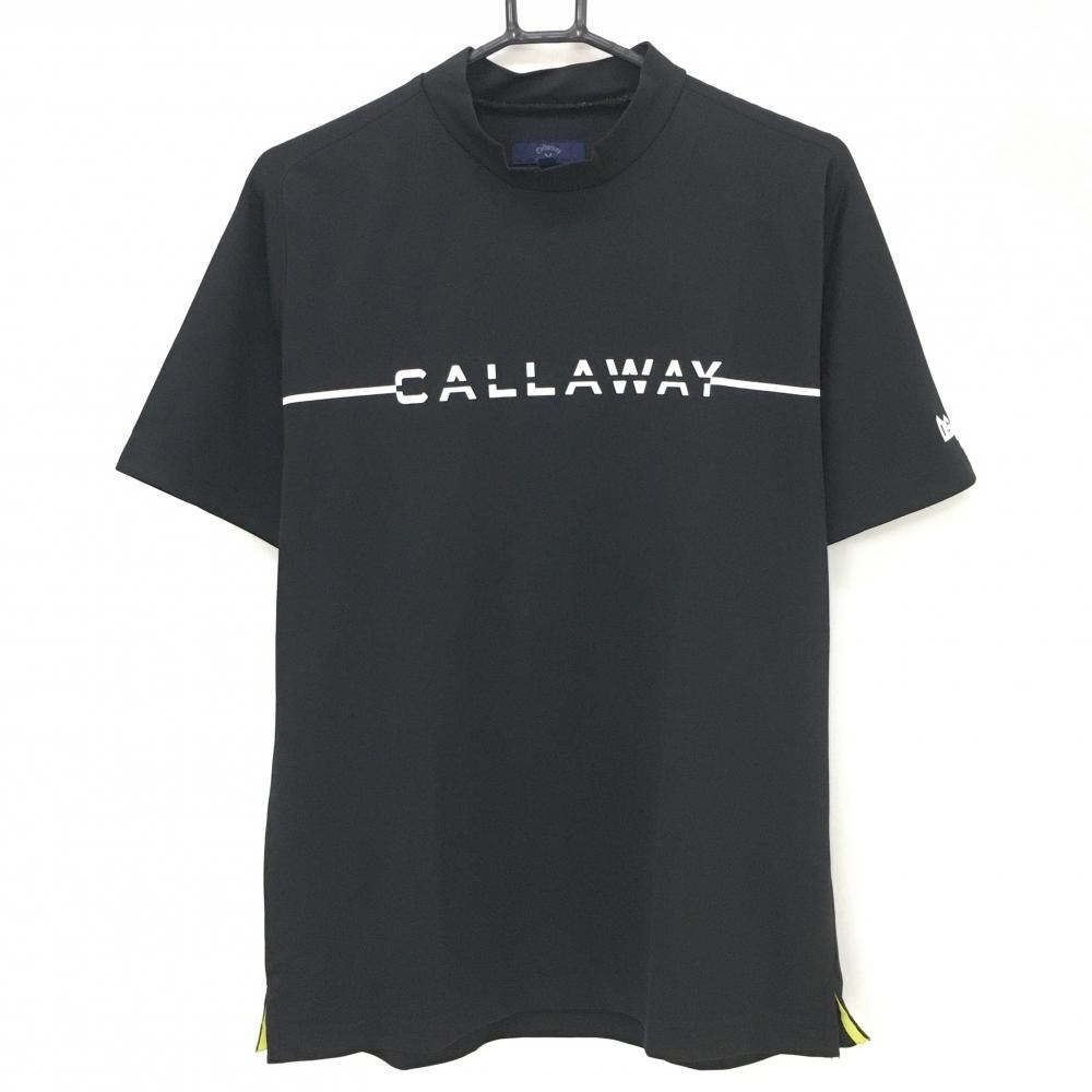 【超美品】キャロウェイ 半袖ハイネックシャツ 黒　フロントロゴ  メンズ LL ゴルフウェア Callaway