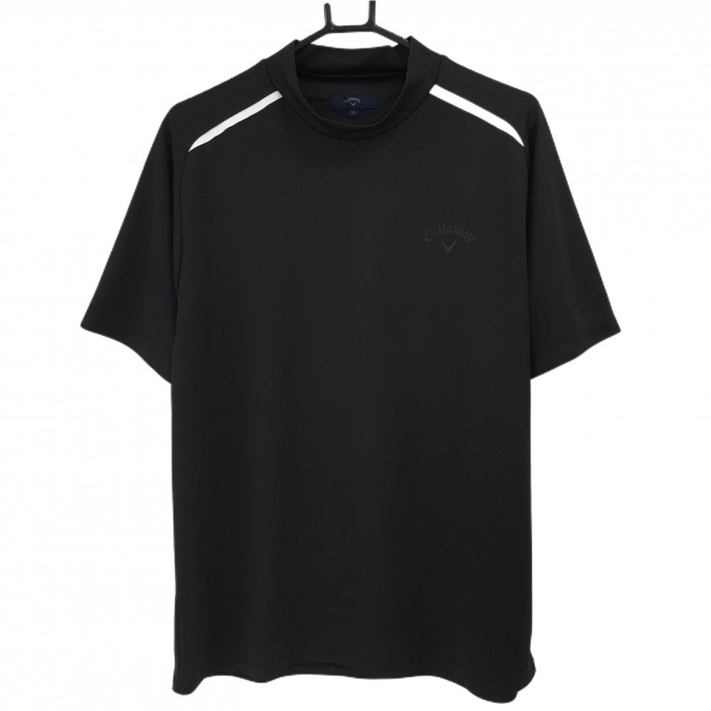 キャロウェイ 半袖ハイネックシャツ 黒 胸元ロゴ メンズ LL ゴルフウェア Callaway