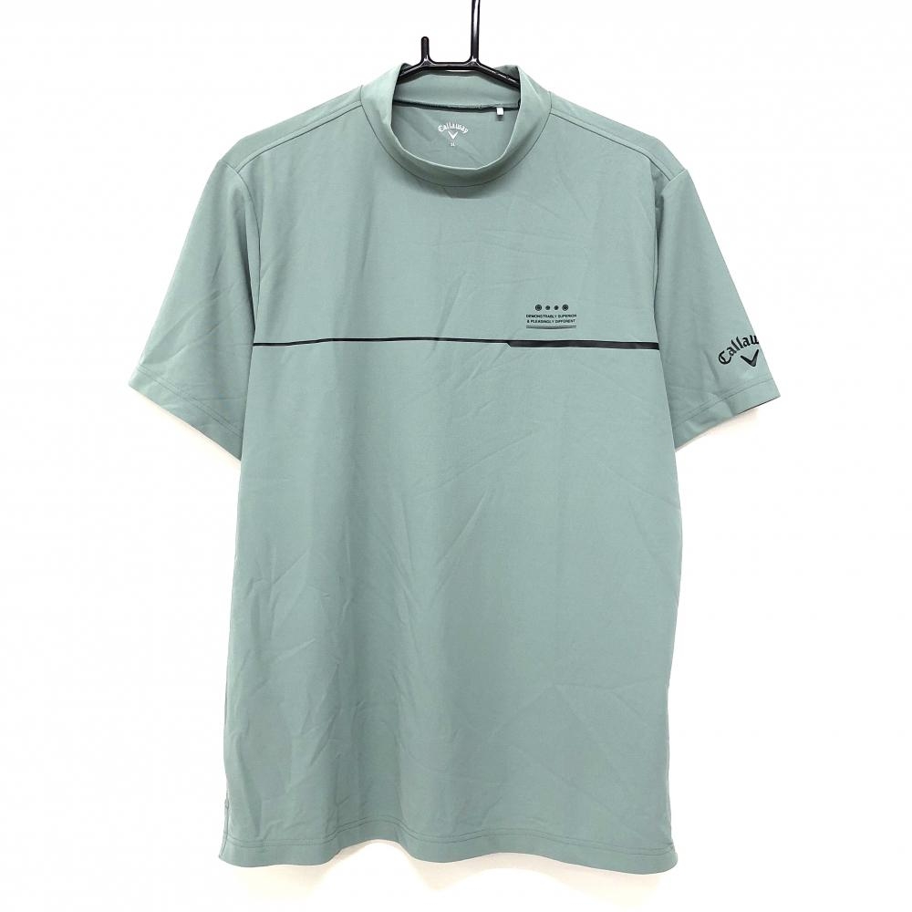 【超美品】キャロウェイ 半袖ハイネックシャツ スモーキーグリーン メンズ 3L ゴルフウェア 2023年モデル　大きいサイズ Callaway