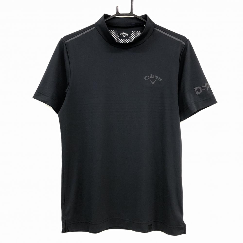 【超美品】キャロウェイ 半袖ハイネックシャツ 黒 ロゴプリント  メンズ M ゴルフウェア Callaway